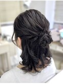お花ハーフアップ