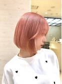 韓国風美髪エアリーピンクボブ卵型丸型