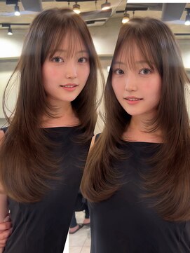 サイン 表参道(SIGN) 韓国ヘアグレージュカラーブリーチ無し髪質改善イヤリングカラー