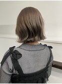 ミディアムボブ長め外国人風オリーブベージュヘーゼルベージュ