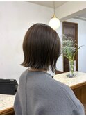 外はねボブ/顔まわりレイヤーボブ/オリーブベージュ/恵比寿