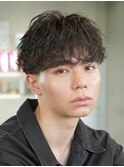 天神大名メンズパーマシャドウパーマシースルーマッシュウルフ