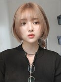 渋谷ミルクティーベージュ暗めミルクブラウンレイヤーボブカット