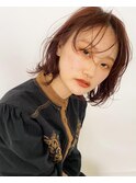 ピンクブラウン暖色系カラー似合わせくすみピンクボブレイヤー