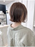 福山市美容室Caary人気 ぱつんとボブ耳かけインナーカラー
