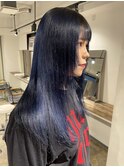 青髪 ネイビー ブルー ハイトーンカラー 名古屋 ブリーチ