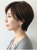40代/50代/60代ひし形小顔ショートボブ絶壁解消白髪ぼかし△47