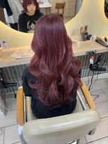 テトラ バイ ネオリーブ 横浜西口店(tetra by neolive) チェリーレッド ケアブリーチWカラー 暖色カラー ロング 横浜★