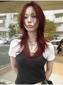 150. ワンホンレイヤー/卵型/レッド/レイヤーカット