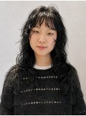 ロングパーマ/ハードパーマ/ブルーブラック/似合わせカット