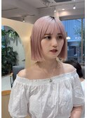 ホワイトピンクベージュレイヤーボブダブルカラーハイトーン渋谷
