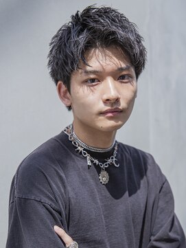 シティ(CITY) フェザーパーマブルーブラックサーフカールスパイキーショート