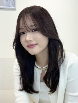 e04髪質改善レイヤーブリーチなし透明感暗髪ラベンダーベージュ