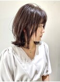 【FOLK】透明感グレージュ☆似合わせ外ハネミディアムレイヤー♪