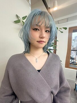 リアン(Lien) ショートウルフ/ブリーチカラー/ペールミント