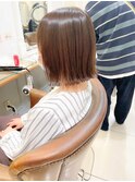 ブリーチなしカラーシアベージュ切りっぱなしボブ【横浜】k