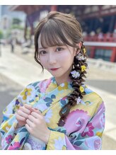 バサラ 大阪梅田店(VASARA)&nbsp;浴衣ヘア　花火大会　編み下ろし　ロング　大阪　へアメ　梅田