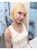 抜きっぱなしブリーチ×ブロンドヘア×ハイトーンボブ×ブリーチ