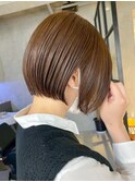 切りっぱなしボブタッセルボブハイライトベージュカラー30代40代