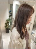 セミロング×マットグレージュ