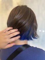 スピンヘアー 亀岡店(Spin hair) インナーブルー×外ハネボブ×お洒落カラー