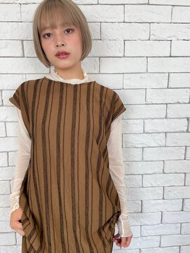 トゥーリ 春日店(tuuli) tuuli☆30代40代ペールベージュ切りっぱなしボブショート　77