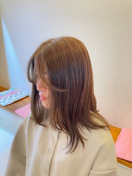 ピールアーク(peal ark) 顔周り＆レイヤーカット/ブリーチ無！透け感ミントベージュ