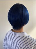 大人ショート#4 髪質改善カラー/ブルーブラック/ショートボブ