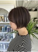 レイヤーカットハイライトショートヘアイルミナカラーオージュア