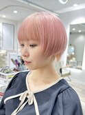 美髪エアリーロングピンクブラウン切りっぱなしボブ