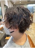 ショートボブ×スパイラルパーマ
