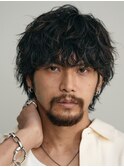 天神大名今泉シャドウパーマメンズカットラウンドマッシュ30代