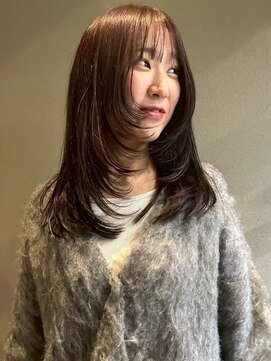 ヴヴ(Bub) レイヤーカット セミロング ワンカール ブラウンベージュ 20代