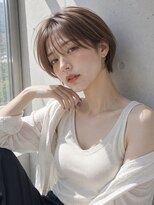 ノア 三宮店(NOA)&nbsp;【NOA】丸みショート×シースルーバング×ブラウンベージュ