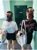 ライブヘア　リボン垂らしカールアップ