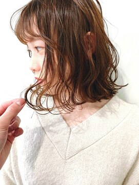 リシェスバイエンヴィー 西宮北口(Riches by ENVY) " Aラインボブ 波ウェーブ マロンベージュ"