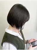 横浜タッセルボブショコラブラウン切りっぱなしボブショートボブ