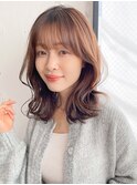 縮毛矯正 くびれヘア レイヤーカット アプリコットオレンジ
