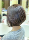 大人かわいい/丸みひし形大人ボブ/ツヤ髪/モカ/ベージュ系