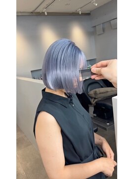 ラル 立川(lar) グレーブルー_前髪マチルダボブピンクベージュ