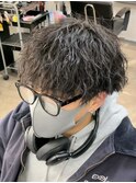 マッシュパーマ/ウルフ/アッシュブラック/カルマパーマ/ウルフ