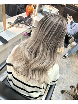 ブレンド 渋谷(BLend) 前髪ハイライトカラーこなれミディイメチェンウェーブパーマ