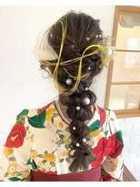 サロン ド ユーア(salon de yuua) 卒業式 成人式 あみ下ろし ヘアアレンジ 和装 袴 振袖