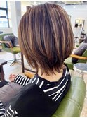 添田　白髪ぼかし細めハイライトレイヤーボブくびれウルフカット