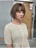 顔まわり レイヤーボブ/ベージュ/ハイトーン
