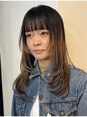 レイヤーカット 顔周りカット 前髪  ワイドバング 10代20代