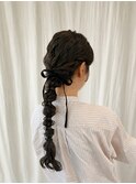 ヘアセット/お呼ばれヘア/ロング/編みおろし