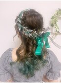 ヘアセット/リボン/ヘアアレンジ/ライブ/イベント/あみこみ