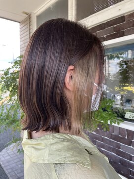 アズグロウ エクラ(AS GROW 'eclat) パッツンボブ×イヤリングカラー  【熊本市東区/帯山/長嶺】