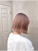 ピンクベージュ/ボブ/カット/カラー/ブリーチ/トリートメント